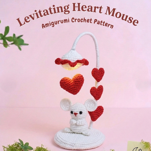 Levitating Heart Mouse Amigurumi Crochet Pattern