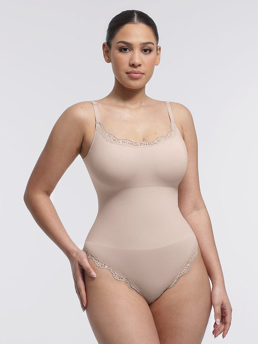 Seamless Lace Cami Bodysuit with Waist Shaping