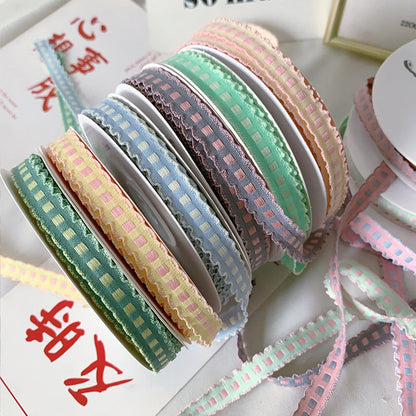 Handmade 1cm Yarn-dyed Crochet Fabric Ribbon Bow Material