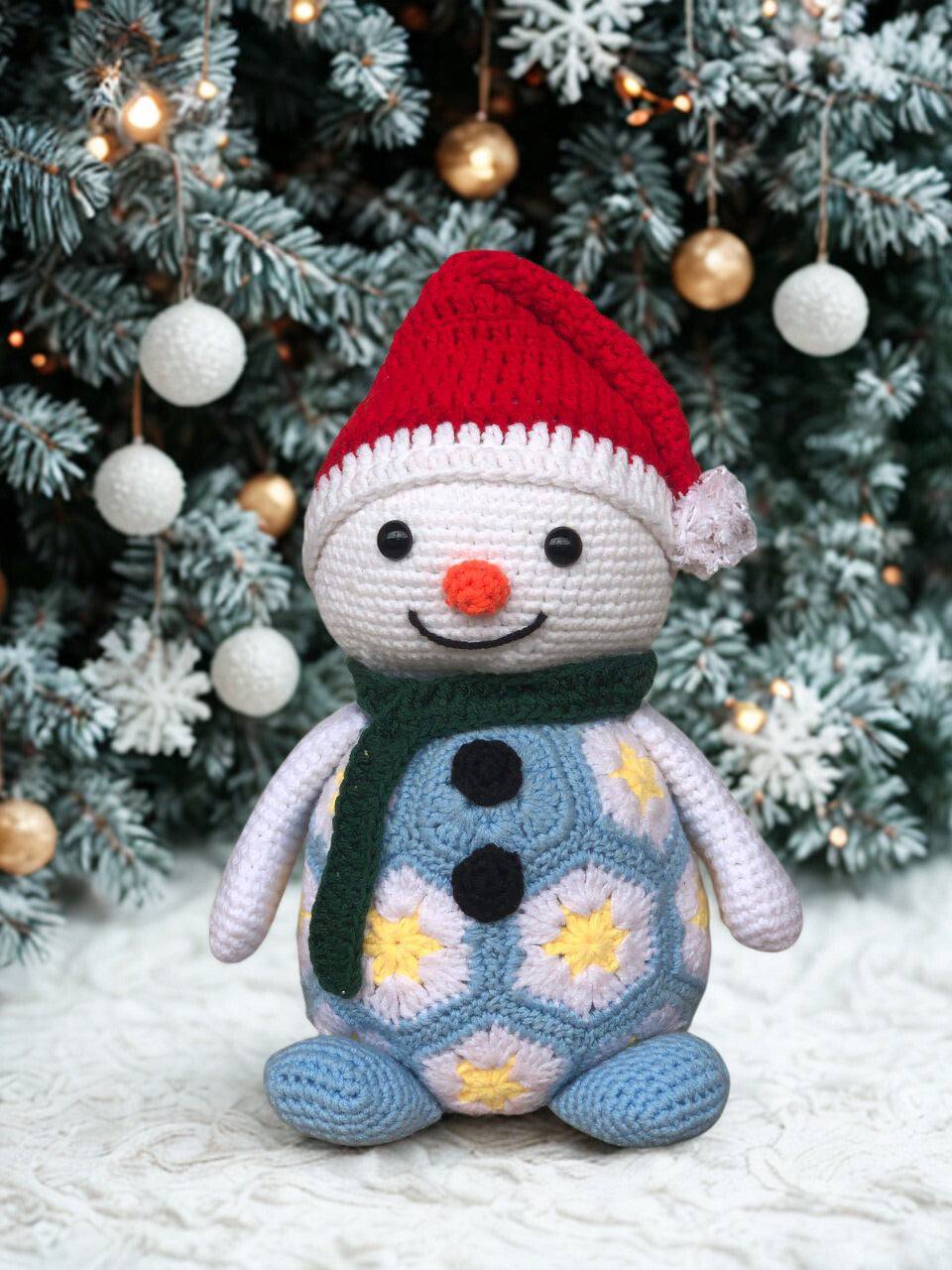 Snowman African flowers Crochet Pattern