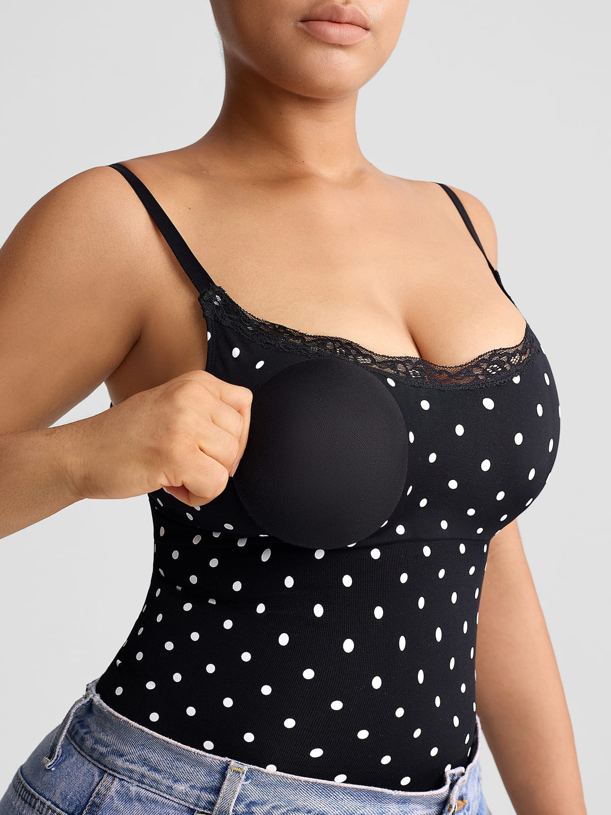 Seamless Lace Cami Bodysuit with Waist Shaping