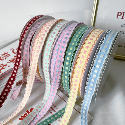 Handmade 1cm Yarn-dyed Crochet Fabric Ribbon Bow Material