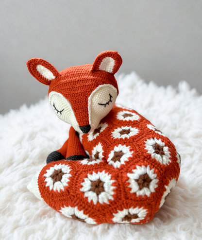 Sleepy Fox African flowers Crochet Pattern