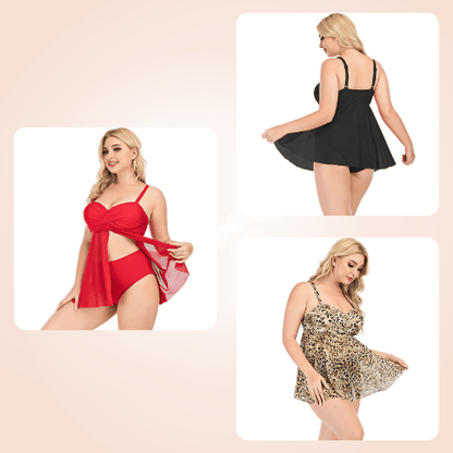Twist Heart Shape Bust Front Mesh Two-Piece Bikinis