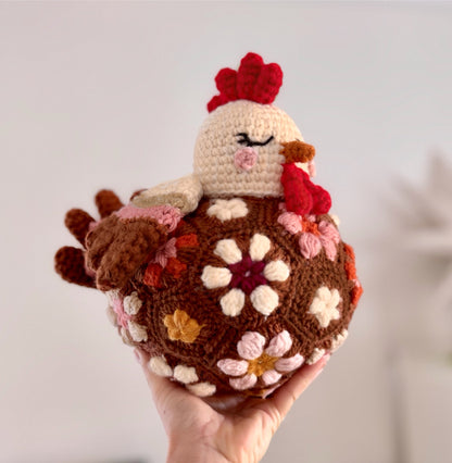 Hen African flowers Crochet Pattern