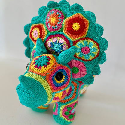 Triceratops African Flowers Crochet Pattern