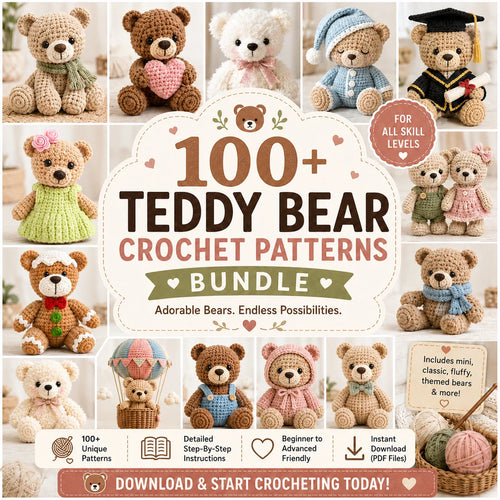 100+ Crochet Teddy Bear Patterns Bundle