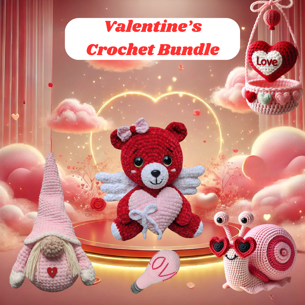 5 in 1 Valentine’s Crochet Patterns Bundle + FREE GIFT 🎁
