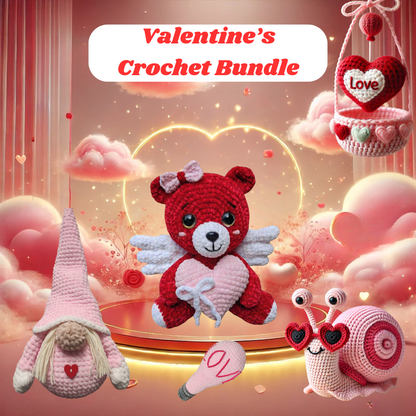 5 in 1 Valentine’s Crochet Patterns Bundle + FREE GIFT 🎁