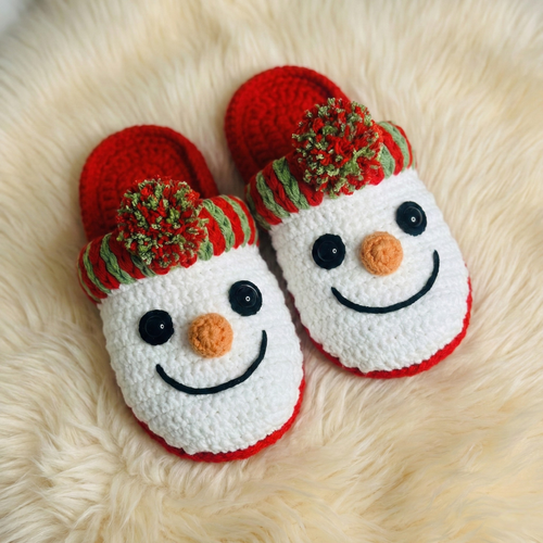 Christmas Snowman Slippers Crochet Pattern