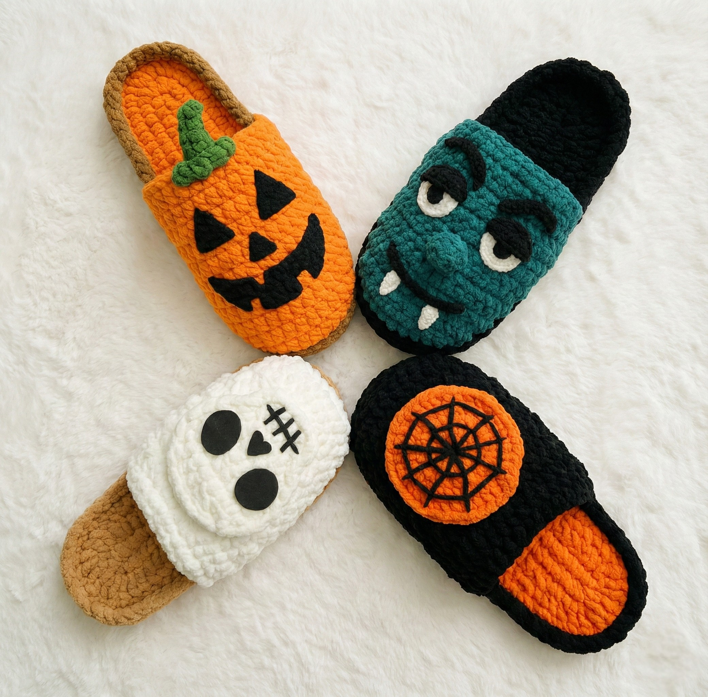 Set of 4 Halloween Slippers Crochet Patterns