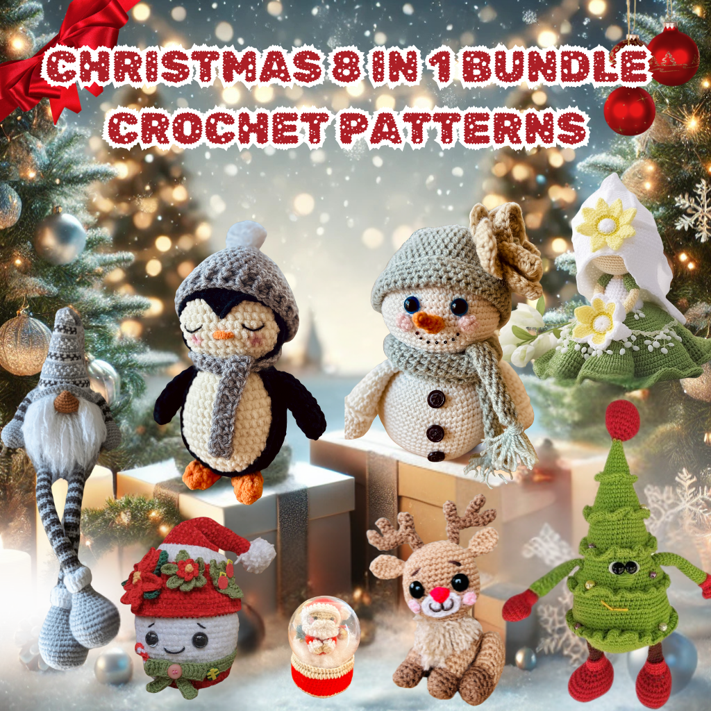 8 in 1 Christmas Crochet Patterns Bundle + FREE GIFT 🎁