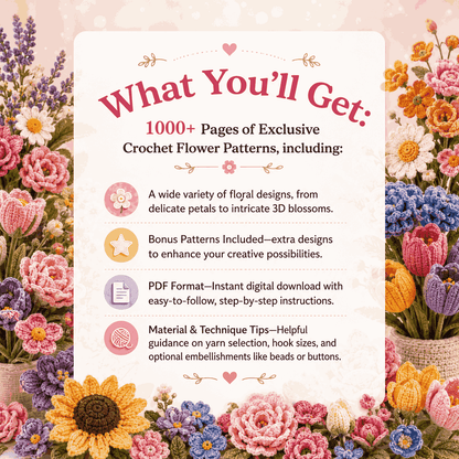1000+ Flower Crochet Patterns Bundle
