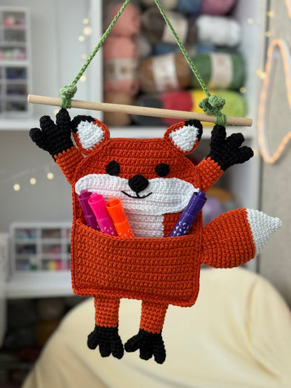 3-in-1 Hanging Pocket Organizers Crochet Pattern | Frog, Fox & Avocado Wall Decor