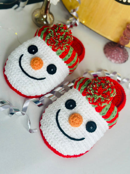 Christmas Snowman Slippers Crochet Pattern