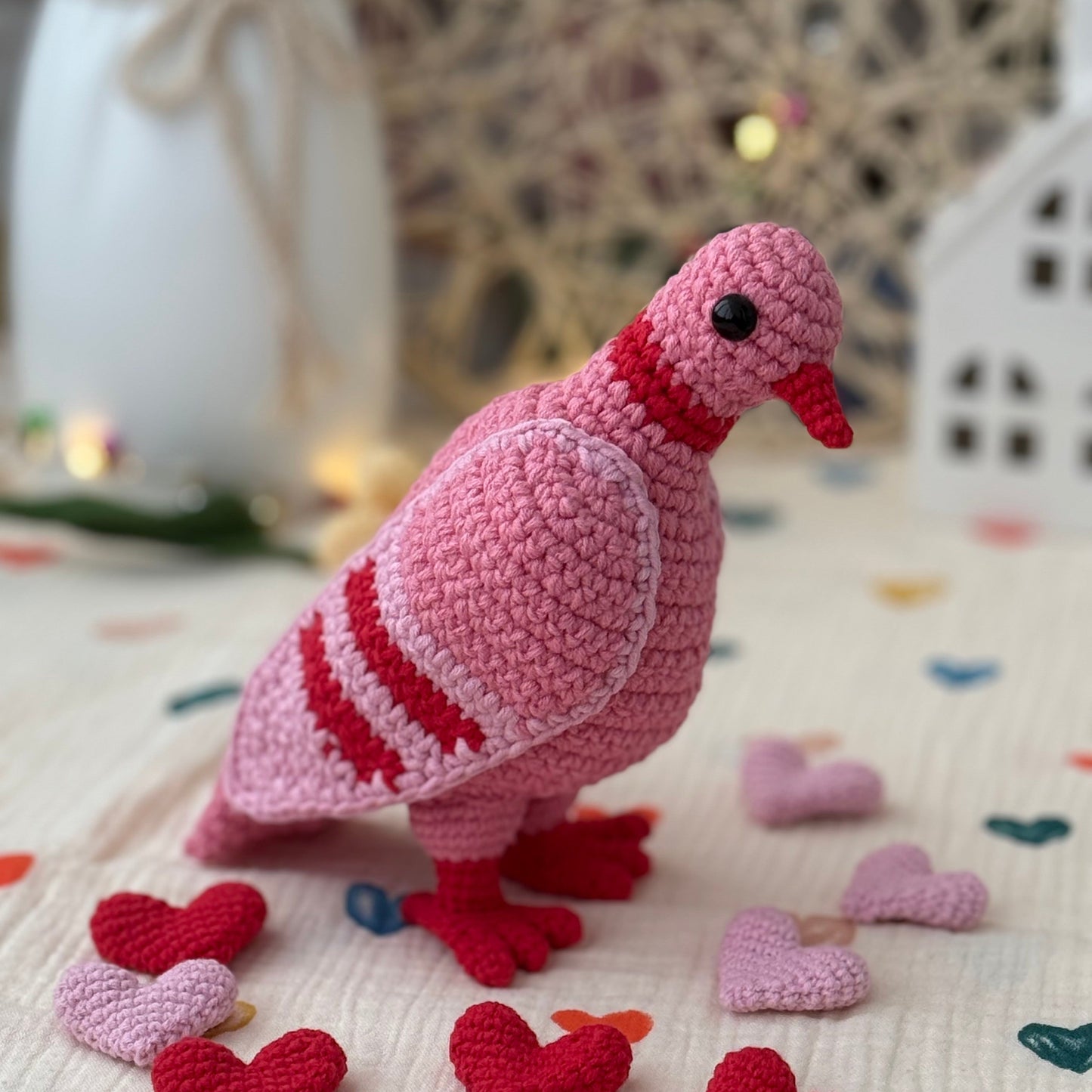 Valentine’s Pocket Dove with hidden hearts Crochet Pattern