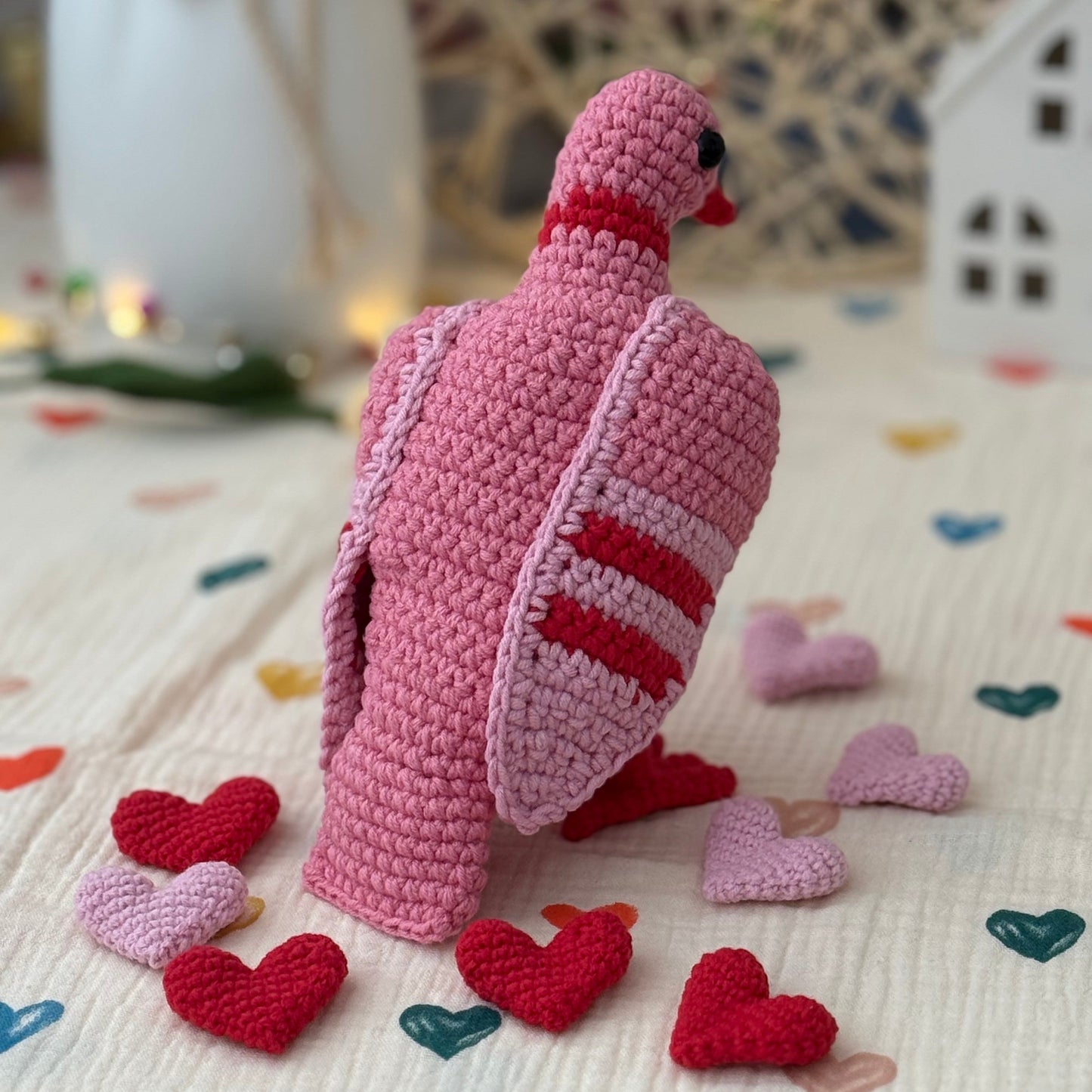 Valentine’s Pocket Dove with hidden hearts Crochet Pattern