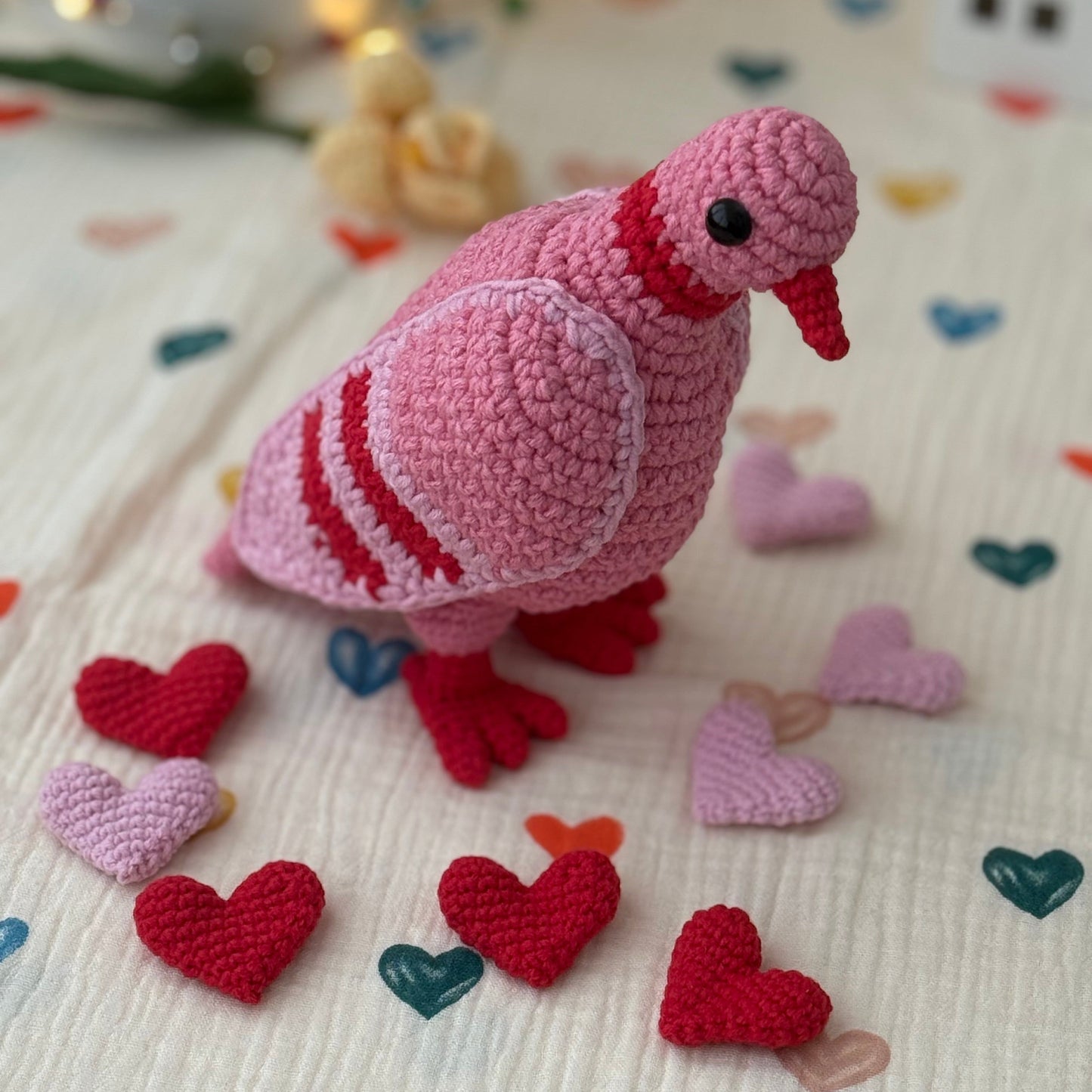 Valentine’s Pocket Dove with hidden hearts Crochet Pattern