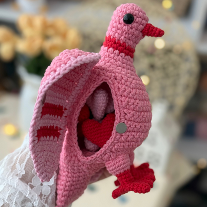 Valentine’s Pocket Dove with hidden hearts Crochet Pattern