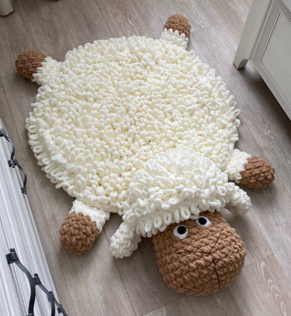 Fluffy Lamb Rug for Kid's Room Crochet Pattern - Easter Gift