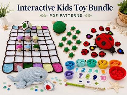 Interactive Montessori Toys Bundle for Kids & Adults - Crochet Patterns