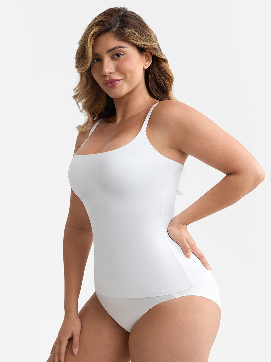 Scoop Neck Tank Top with Light Shaping and Anti-Sheer Bust Lining