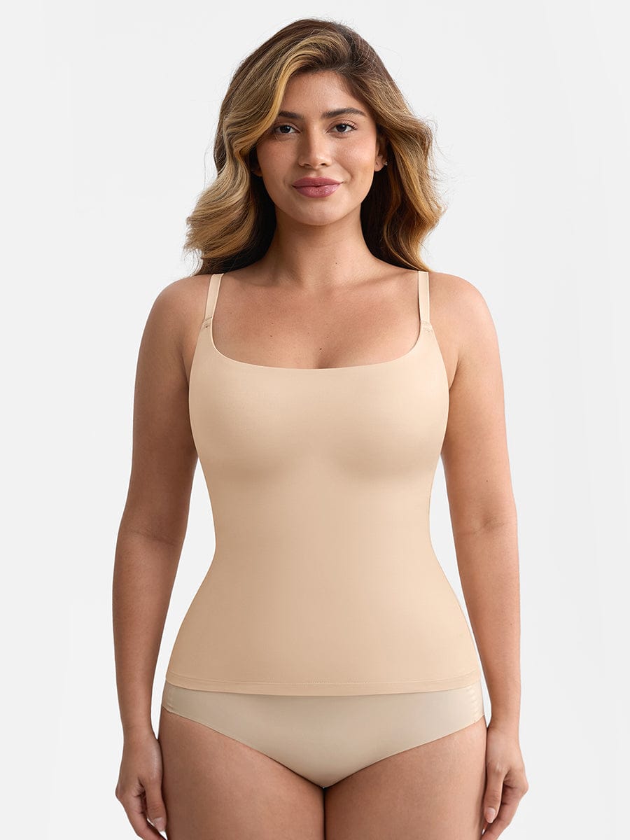 Scoop Neck Tank Top with Light Shaping and Anti-Sheer Bust Lining
