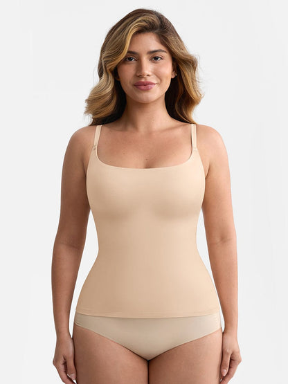 Scoop Neck Tank Top with Light Shaping and Anti-Sheer Bust Lining