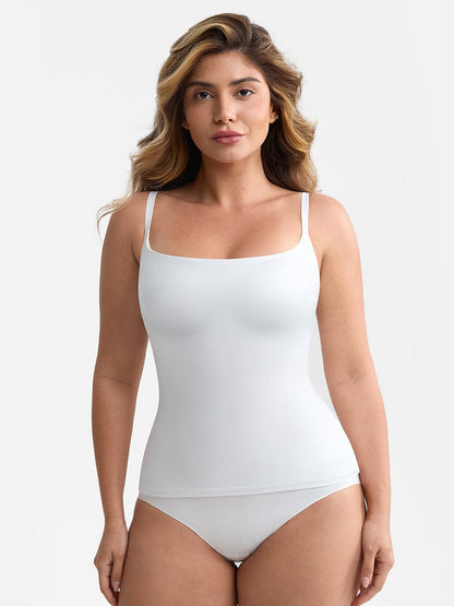 Scoop Neck Tank Top with Light Shaping and Anti-Sheer Bust Lining