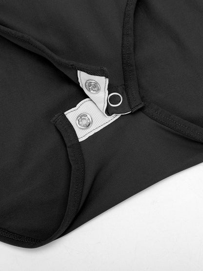 Seamless Crew Neck Long Sleeve Tummy Control Snap Crotch Briefs Shapewear Bodysuit