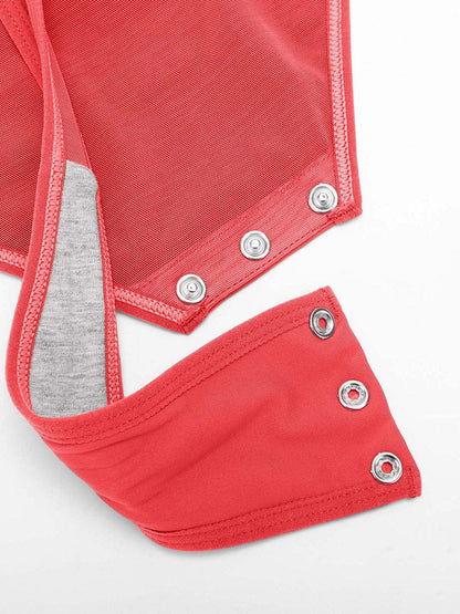 V-neck Overlapping Pleated Shapewear Bodysuit with Tummy Control
