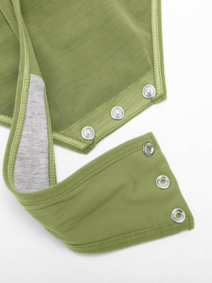 V-neck Overlapping Pleated Shapewear Bodysuit with Tummy Control