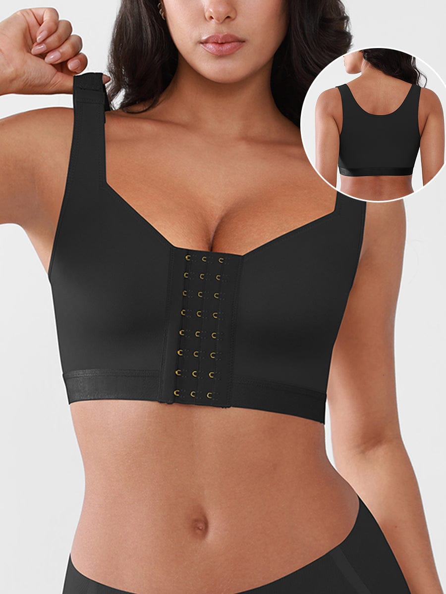 Women's Recovery Comfort Front Closure Wireless Gentle Compression Support Bra with 3D Molded Cups & Wide Adjustable Straps