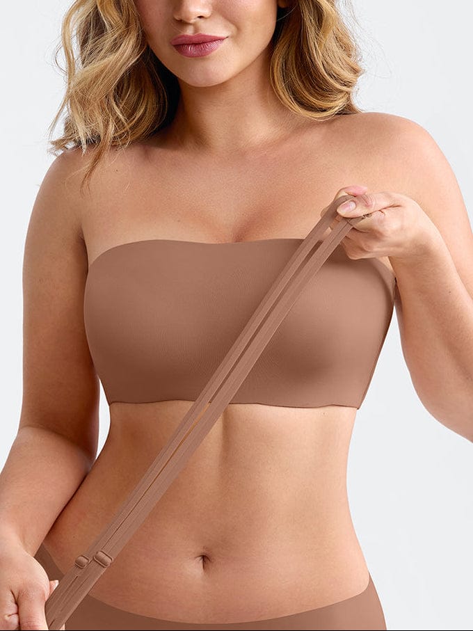 Wireless Strapless Anti-Slip Comfort Bandeau Bra for Women with Molded Cups, Convertible Straps & Ultra-Soft Fabric