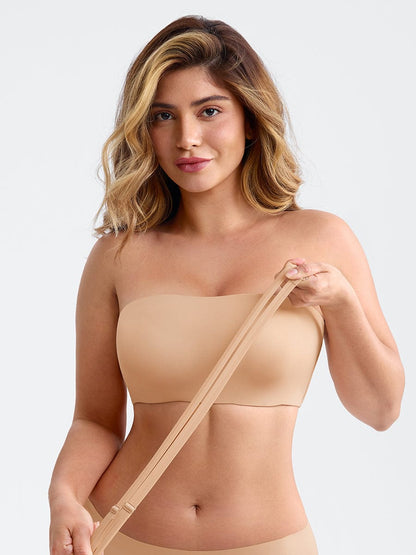 Wireless Strapless Anti-Slip Comfort Bandeau Bra for Women with Molded Cups, Convertible Straps & Ultra-Soft Fabric