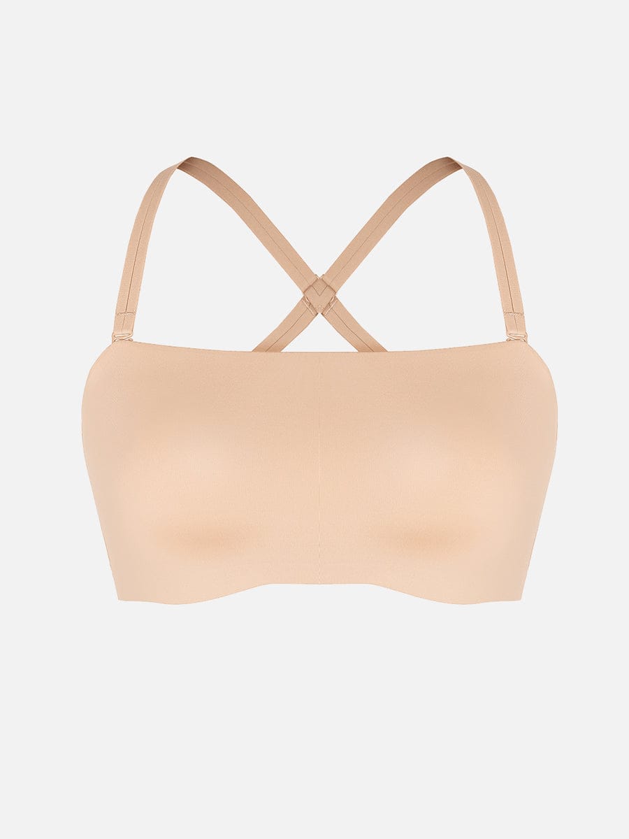 Wireless Strapless Anti-Slip Comfort Bandeau Bra for Women with Molded Cups, Convertible Straps & Ultra-Soft Fabric