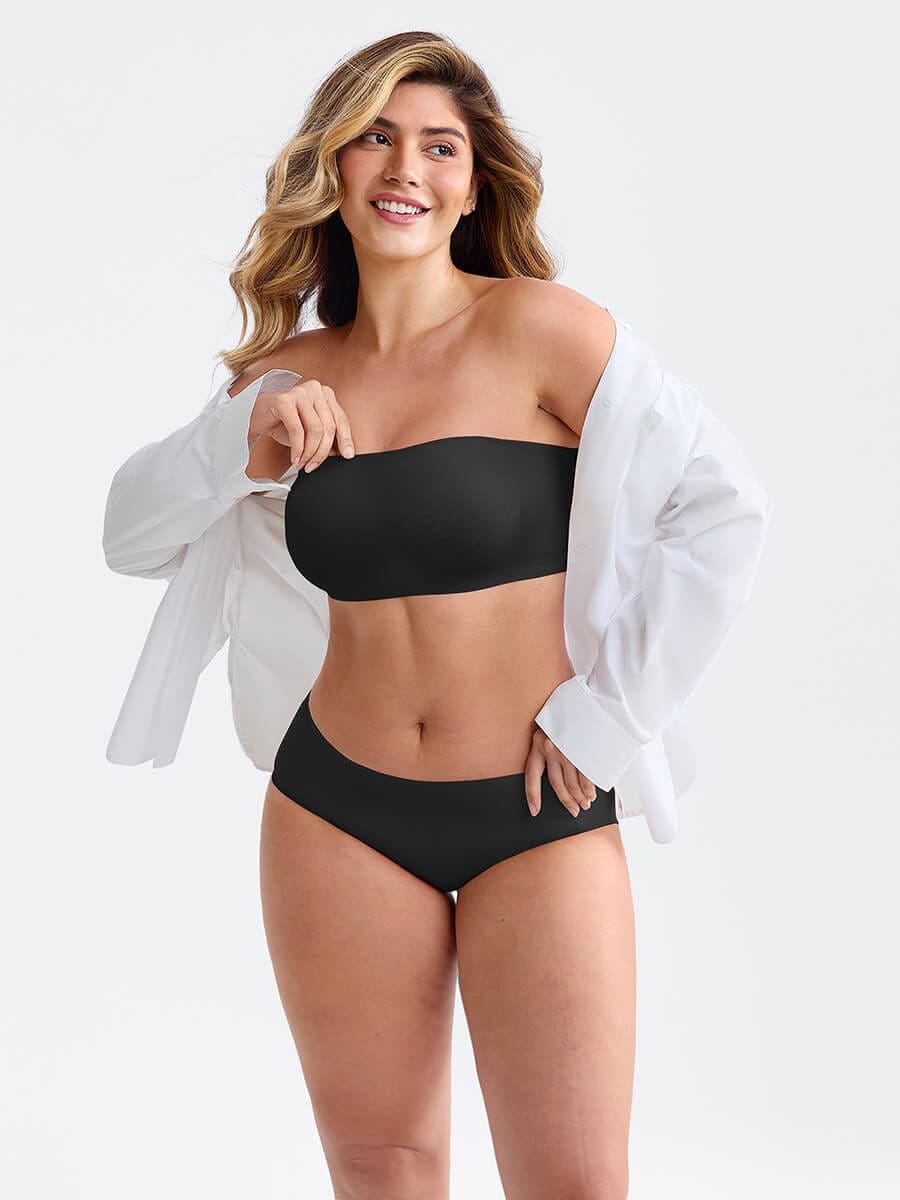 Wireless Strapless Anti-Slip Comfort Bandeau Bra for Women with Molded Cups, Convertible Straps & Ultra-Soft Fabric