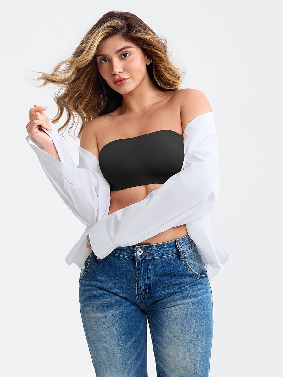 Wireless Strapless Anti-Slip Comfort Bandeau Bra for Women with Molded Cups, Convertible Straps & Ultra-Soft Fabric