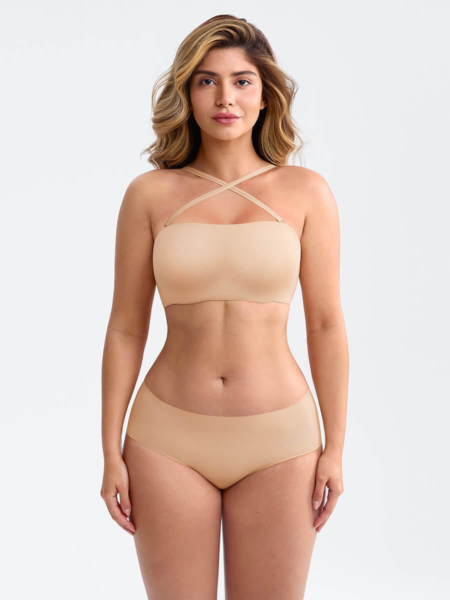 Wireless Strapless Anti-Slip Comfort Bandeau Bra for Women with Molded Cups, Convertible Straps & Ultra-Soft Fabric