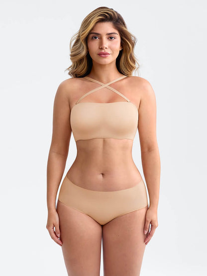Wireless Strapless Anti-Slip Comfort Bandeau Bra for Women with Molded Cups, Convertible Straps & Ultra-Soft Fabric