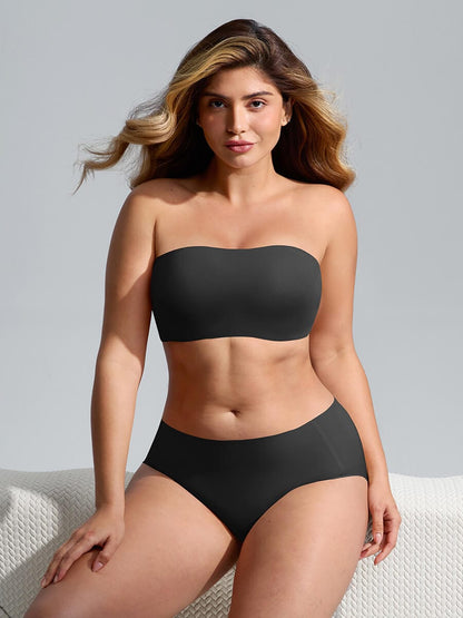 Wireless Strapless Anti-Slip Comfort Bandeau Bra for Women with Molded Cups, Convertible Straps & Ultra-Soft Fabric