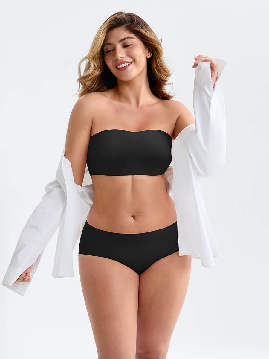 Wireless Strapless Anti-Slip Comfort Bandeau Bra for Women with Molded Cups, Convertible Straps & Ultra-Soft Fabric