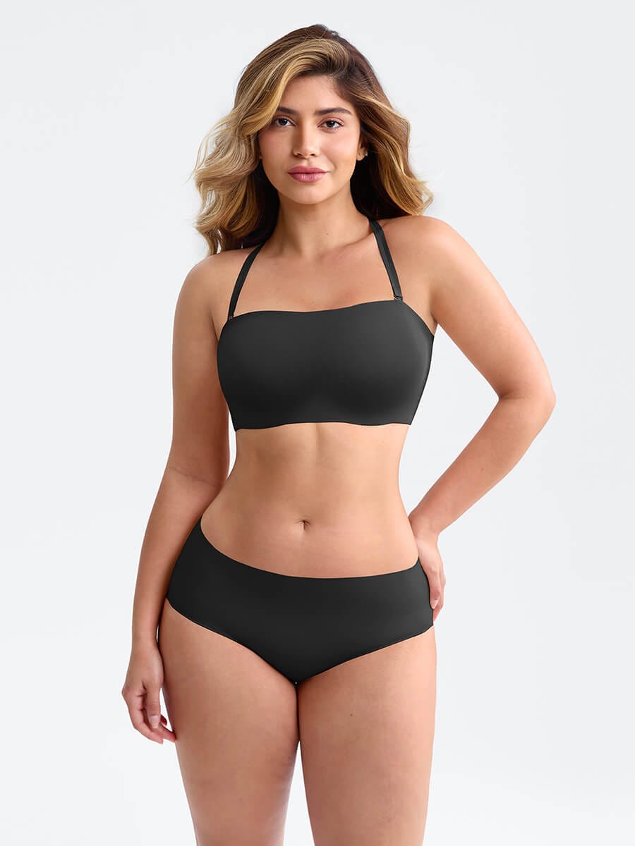 Wireless Strapless Anti-Slip Comfort Bandeau Bra for Women with Molded Cups, Convertible Straps & Ultra-Soft Fabric