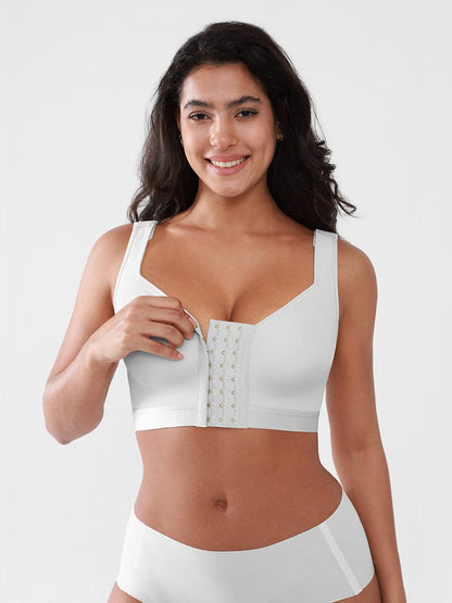 Women's Recovery Comfort Front Closure Wireless Gentle Compression Support Bra with 3D Molded Cups & Wide Adjustable Straps