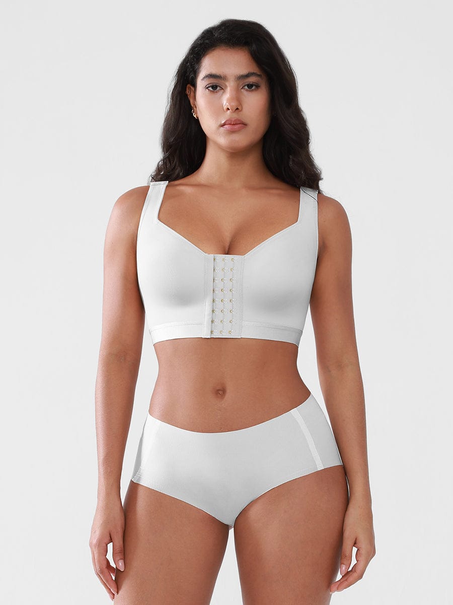 Women's Recovery Comfort Front Closure Wireless Gentle Compression Support Bra with 3D Molded Cups & Wide Adjustable Straps
