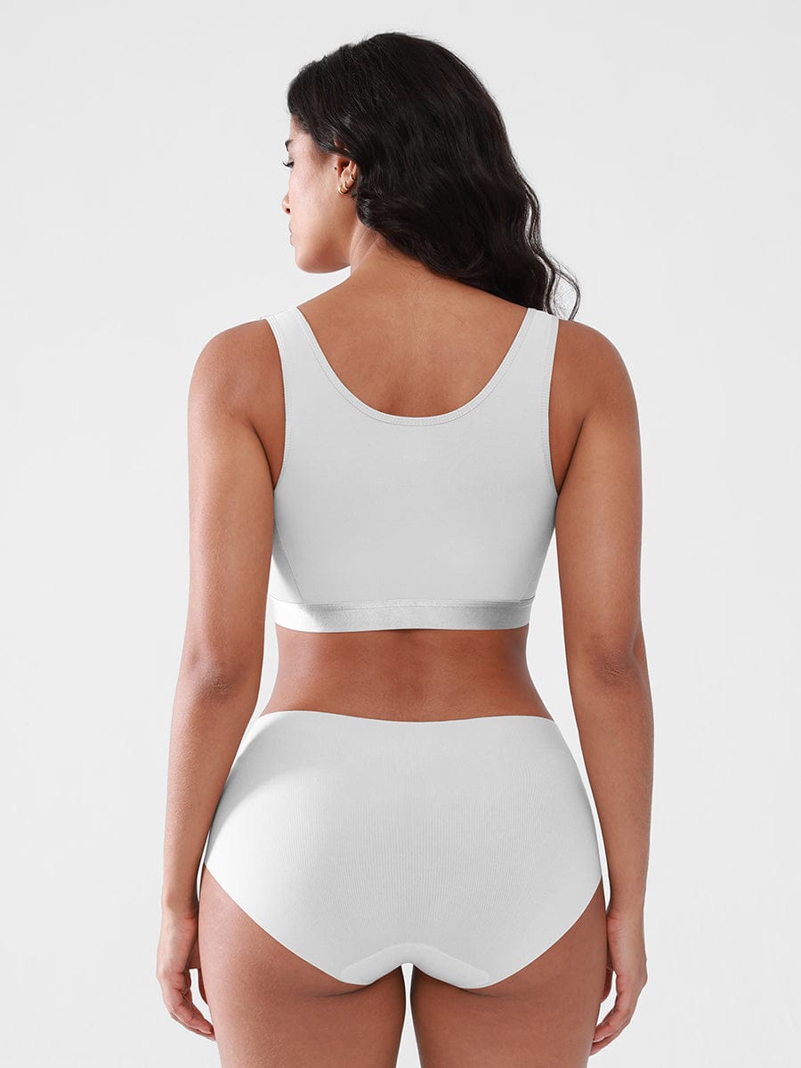 Women's Recovery Comfort Front Closure Wireless Gentle Compression Support Bra with 3D Molded Cups & Wide Adjustable Straps