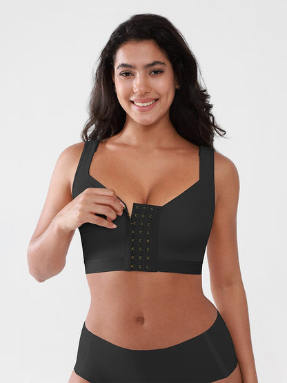 Women's Recovery Comfort Front Closure Wireless Gentle Compression Support Bra with 3D Molded Cups & Wide Adjustable Straps