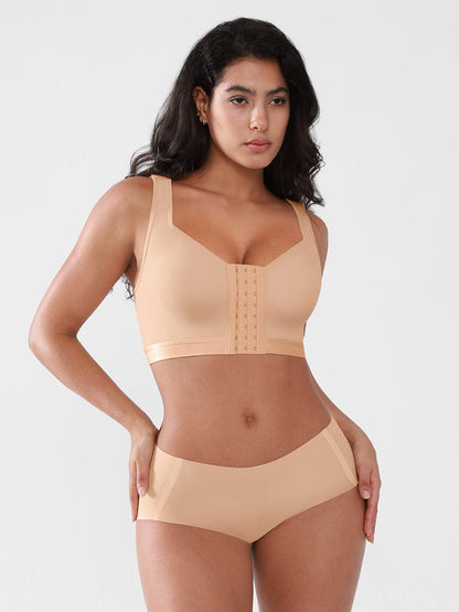 Women's Recovery Comfort Front Closure Wireless Gentle Compression Support Bra with 3D Molded Cups & Wide Adjustable Straps