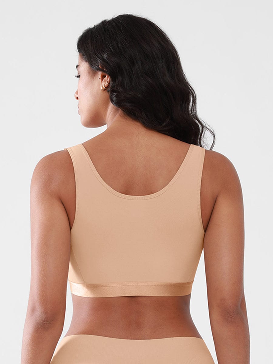 Women's Recovery Comfort Front Closure Wireless Gentle Compression Support Bra with 3D Molded Cups & Wide Adjustable Straps