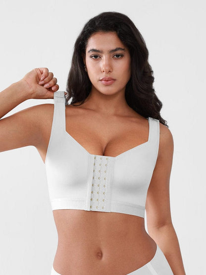 Women's Recovery Comfort Front Closure Wireless Gentle Compression Support Bra with 3D Molded Cups & Wide Adjustable Straps